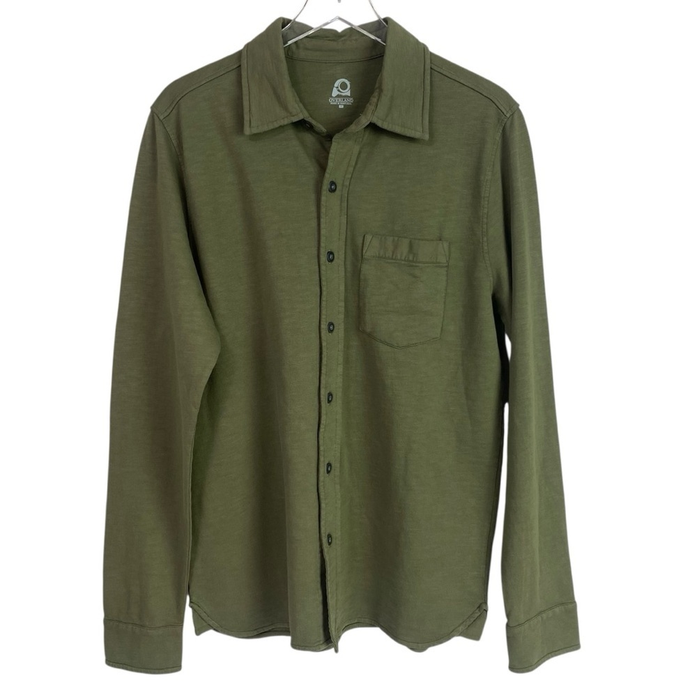 Overland Olive Green Long Sleeve Button Up Shirt Size M